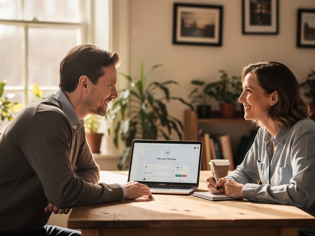 Consultant meeting with a small business owner in person